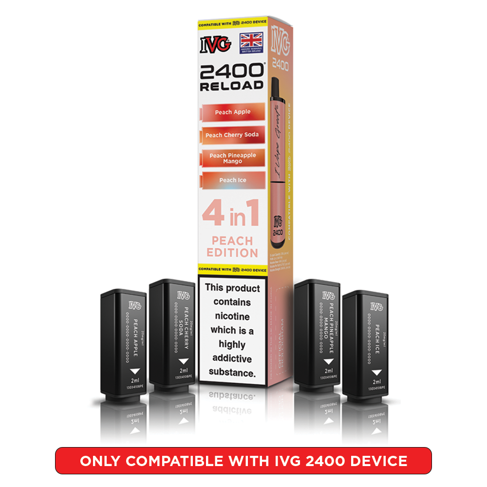 Peach Edition IVG 2400 Reload Pods 4 in 1 | Heat Vapes