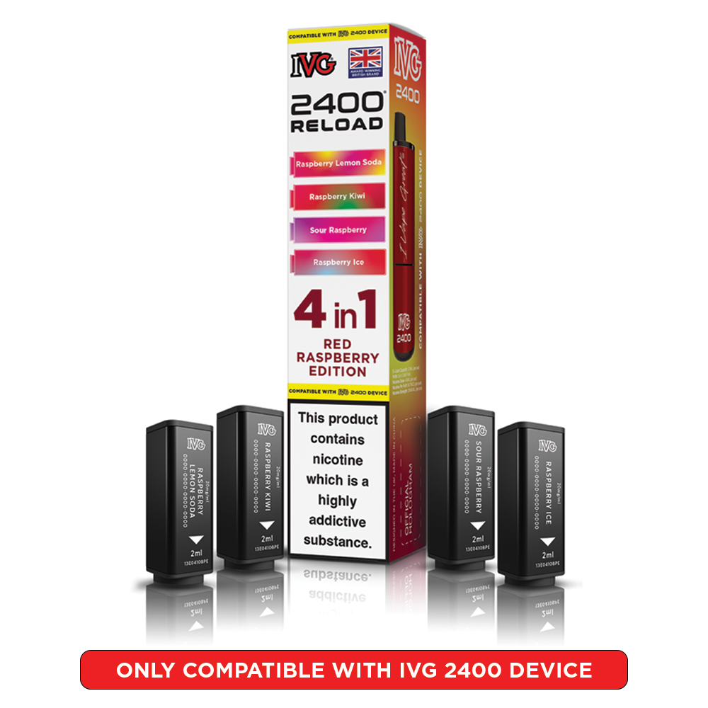 Red Raspberry Edition IVG 2400 Reload Pods 4 in 1 | Heat Vapes